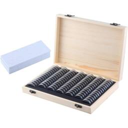 NESTLUNE 100Pcs Coins Display Storage Box Case Capsules Wooden in Natural - Size: 500mm - thumbnail 1
