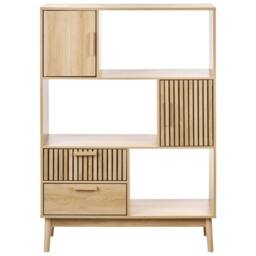 Wyld and Coco Bookcase Light Brown MDF with Pine Accents 2 Drawers - thumbnail 4