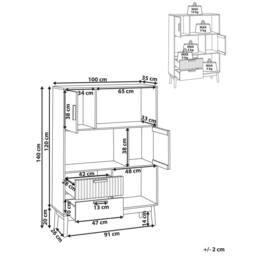 Wyld and Coco Bookcase Light Brown MDF with Pine Accents 2 Drawers - thumbnail 3