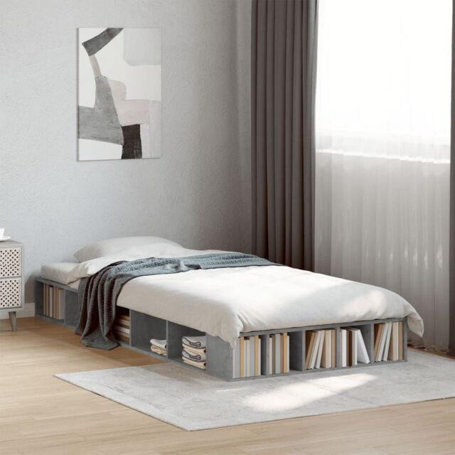 Berkfield Home Bed Frame without Mattress Concrete Grey 90x190 cm Single - image 1