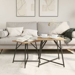 Berkfield Home Side Table 2-pack in Artisan Oak with Engineered Wood & Metal in Brown - thumbnail 4