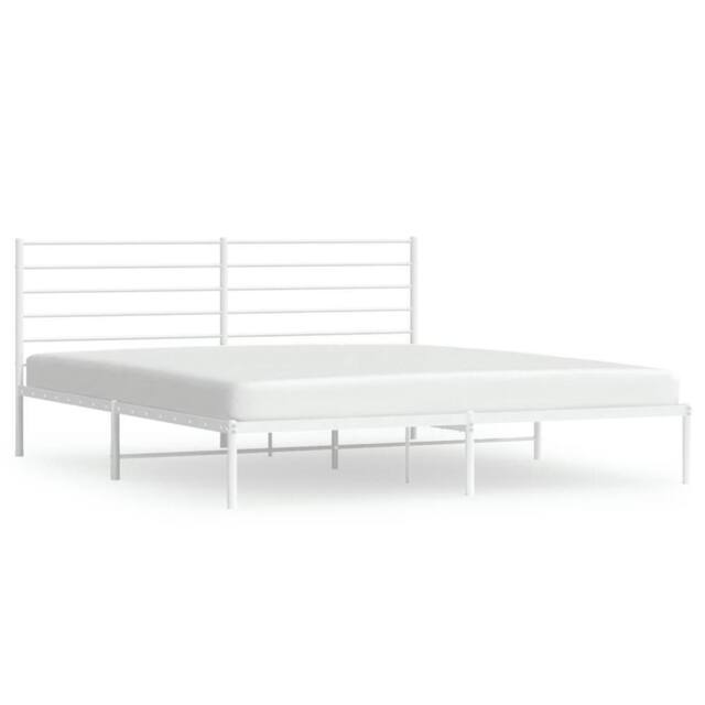Berkfield Home Metal Bed Frame with Headboard White 180x200 cm Super King - image 1