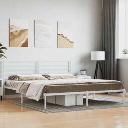 Berkfield Home Metal Bed Frame with Headboard White 180x200 cm Super King - thumbnail 2