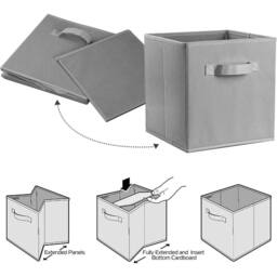 PAWNORA 6PCS Cube Storage Boxs 27x27x28cm-Grey in Grey - Size: 27 x 27 x 28 cm - thumbnail 4