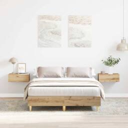Berkfield Home Durable Bed Frame No Mattress Artisan Oak 135x190 cm Double Engin in Brown - thumbnail 2