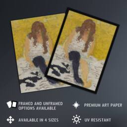 Artery8 Woman Putting on Her Stockings Bonnard Framed Wall Art Print in Yellow - Size: A4 - thumbnail 2