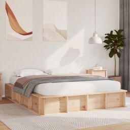 Berkfield Home Bed Frame with Lift-Up Storage - 150 x 200 cm, Solid Pine in Brown - Size: 150 x 200 cm - thumbnail 1