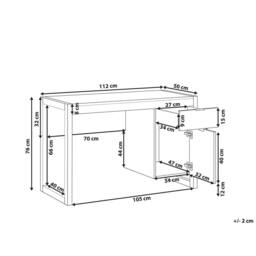 Wyld and Coco White Minimalist Desk 110 x 50 cm with Drawer and Hidden Cabinet - thumbnail 3
