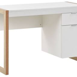 Wyld and Coco White Minimalist Desk 110 x 50 cm with Drawer and Hidden Cabinet - thumbnail 2
