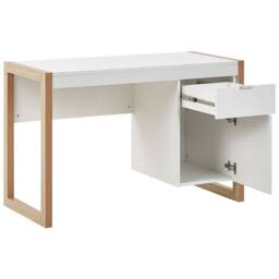 Wyld and Coco White Minimalist Desk 110 x 50 cm with Drawer and Hidden Cabinet - thumbnail 6