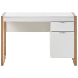 Wyld and Coco White Minimalist Desk 110 x 50 cm with Drawer and Hidden Cabinet - thumbnail 4