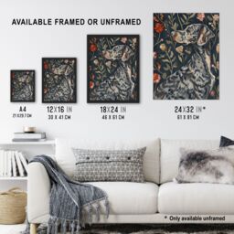 "Artery8 Dog Smelling Roses Portrait Charming Floral Wall Art Print in Blue - Size: W24"" x H32""" - thumbnail 3