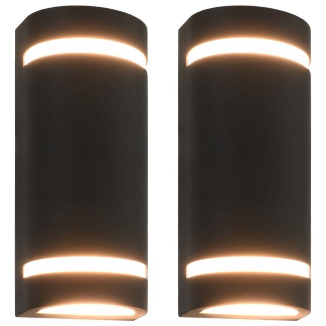 Berkfield Home Outdoor Wall Lights 2 pcs 35 W Black Half-round - image 1