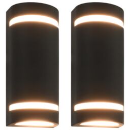 Berkfield Home Outdoor Wall Lights 2 pcs 35 W Black Half-round - thumbnail 1
