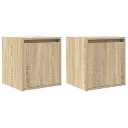 Berkfield Home Wall-Mounted Bedside Cabinets 2 pcs Sonoma Oak 38x34x40 cm in Tan - Size: 38 x 34 x 40 cm - thumbnail 1