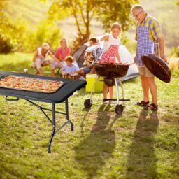 Novecrafto 6ft Folding Table - Portable Black Plastic Trestle Table with Steel Frame, Easy to Fold & Store, For Indoor & Outdoor Use - thumbnail 6