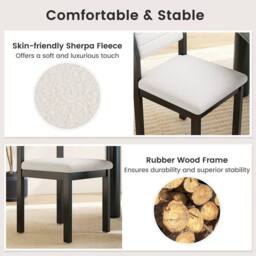 FORGEVIO 2 Pcs Armless Side Chairs Imitation Lamb Fleece Home in White - thumbnail 4