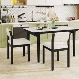 FORGEVIO 2 Pcs Armless Side Chairs Imitation Lamb Fleece Home in White