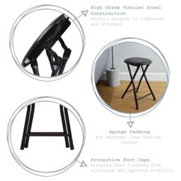 Harbour Housewares Padded Folding Stool in Grey - thumbnail 2