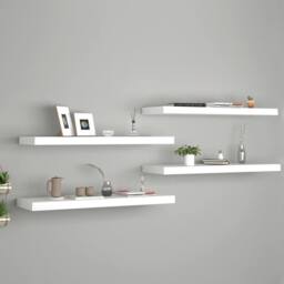 Berkfield Home Floating Wall Shelves 4 pcs White 80x23.5x3.8 cm MDF - thumbnail 2