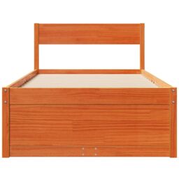 Berkfield Home Bed Frame without Mattress Wax Brown 100x200 cm Solid Wood Pine - thumbnail 4