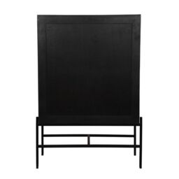 Jaipur Furniture Ltd Rattan 2 Door Highboard Cabinet - Mango Wood/Iron - L45 x W80 x H120 cm - Black Finish with Natural Rattan - Assembly Required - thumbnail 5