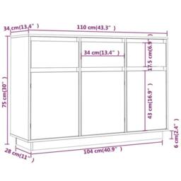 Berkfield Home Sideboard 110x34x75 cm Solid Wood Pine in Light Tan - Size: 110 x 34 x 75 cm - thumbnail 9