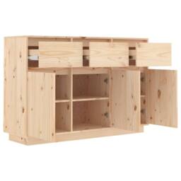 Berkfield Home Sideboard 110x34x75 cm Solid Wood Pine in Light Tan - Size: 110 x 34 x 75 cm - thumbnail 4