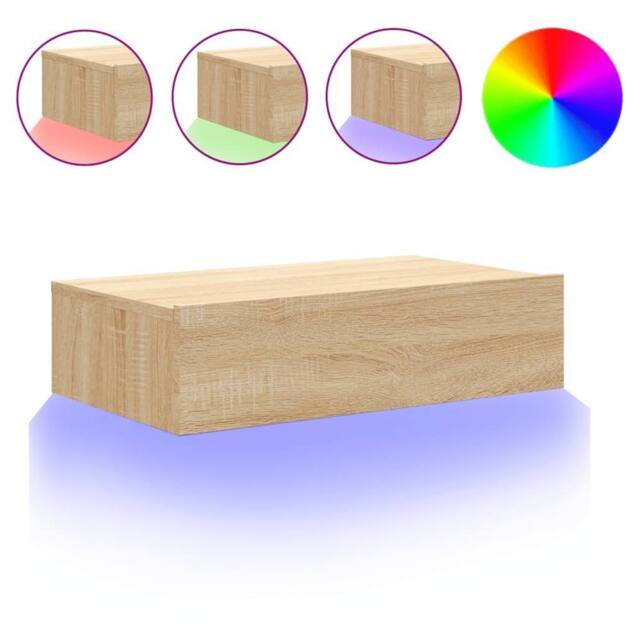 Berkfield Home TV Cabinet with LED Lights Sonoma Oak 60x35x15.5 cm in Light Brown - image 1