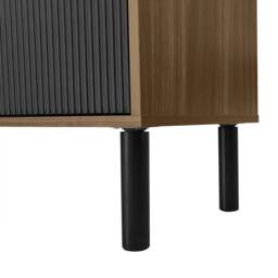 Merax 170cm Low TV Stand with 4 Fluted Door & Solid Wood Legs in Black - thumbnail 9