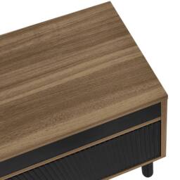 Merax 170cm Low TV Stand with 4 Fluted Door & Solid Wood Legs in Black - thumbnail 8