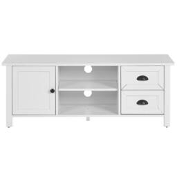Wyld and Coco White TV Stand up to 54 inch - Rustic Cabinet with Drawers - thumbnail 6