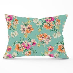 Warren Reed - Designer Bright Flower Sketch Cushions in Green - Size: 45 cm x 45 cm - thumbnail 1