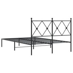 Berkfield Home Metal Bed Frame without Mattress with Headboard Black 120x200cm - Size: Small Double - thumbnail 6