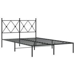 Berkfield Home Metal Bed Frame without Mattress with Headboard Black 120x200cm - Size: Small Double - thumbnail 3