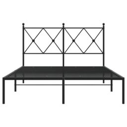 Berkfield Home Metal Bed Frame without Mattress with Headboard Black 120x200cm - Size: Small Double - thumbnail 4