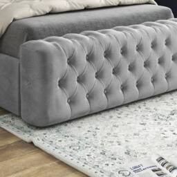 KDMD Reigate Mirror Upholstered Grey Soft Velvet Designer Bed Frame - Size: Small Single - thumbnail 6