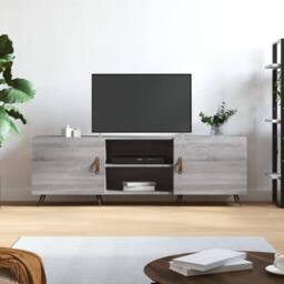 Berkfield Home TV Cabinet Grey Sonoma 150x30x50 cm Engineered Wood - Size: 150 x 30 x 50 cm - thumbnail 2