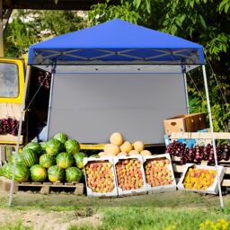 Costway Pop up Canopy Tent Easy Setup Folding Gazebo Shelter w/ 1 Sidewall in Blue - thumbnail 5