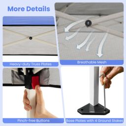 Costway Pop up Canopy Tent Easy Setup Folding Gazebo Shelter w/ 1 Sidewall in Blue - thumbnail 4