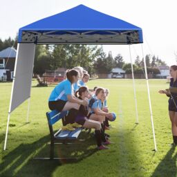 Costway Pop up Canopy Tent Easy Setup Folding Gazebo Shelter w/ 1 Sidewall in Blue - thumbnail 9