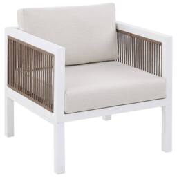 Wyld and Coco 5 Seater Outdoor Corner Sofa White Cushions Brown Aluminium All - thumbnail 3