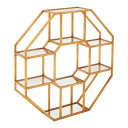 Orsina Hexagonal Shelf Unit, Elegant Mirrored Storage Shelf Unit, Antique Luxe Design Decorative Wall Unit in Gold - thumbnail 2