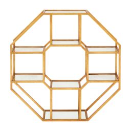Orsina Hexagonal Shelf Unit, Elegant Mirrored Storage Shelf Unit, Antique Luxe Design Decorative Wall Unit in Gold - thumbnail 1