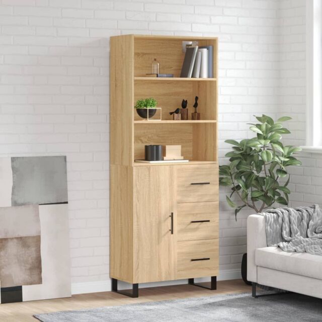 Berkfield Home Highboard Sonoma Oak 69.5x34x180 cm Engineered Wood in Brown - image 1