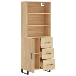 Berkfield Home Highboard Sonoma Oak 69.5x34x180 cm Engineered Wood in Brown - thumbnail 4