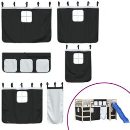 Berkfield Home Curtains for Loft Bed White & Black Polyester - thumbnail 2