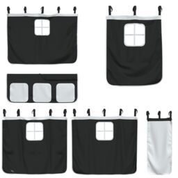 Berkfield Home Curtains for Loft Bed White & Black Polyester - thumbnail 3