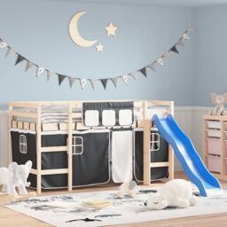 Berkfield Home Curtains for Loft Bed White & Black Polyester