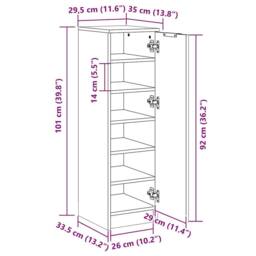 Berkfield Home Shoe Cabinet White 30x35x100 cm Engineered Wood - Size: 30 x 35 x 100 cm - thumbnail 9